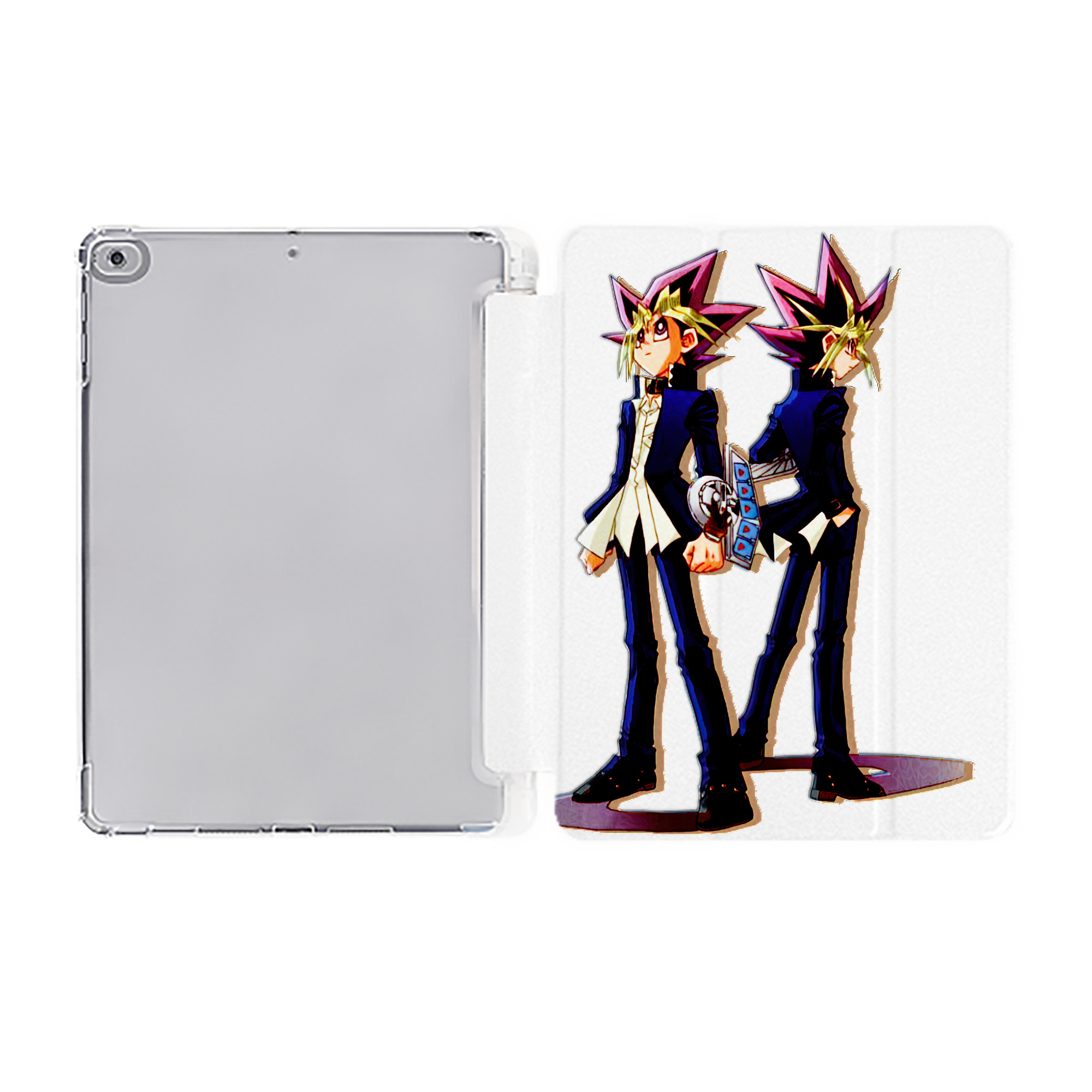 （画像用） 遊☆戯☆王 Yu-Gi-Oh! IPad ケース ペン収納付き 三つ折りスタンド PUレザー×シリコン 対応機種9.5/10.5/10.9インチ